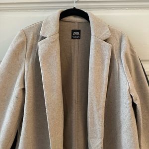 Zara Mid-Length Wool Open Face Coat